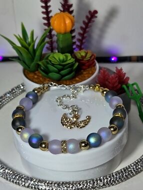 Gold Pheonix Aurora Crystal Beaded Charm Bracelet